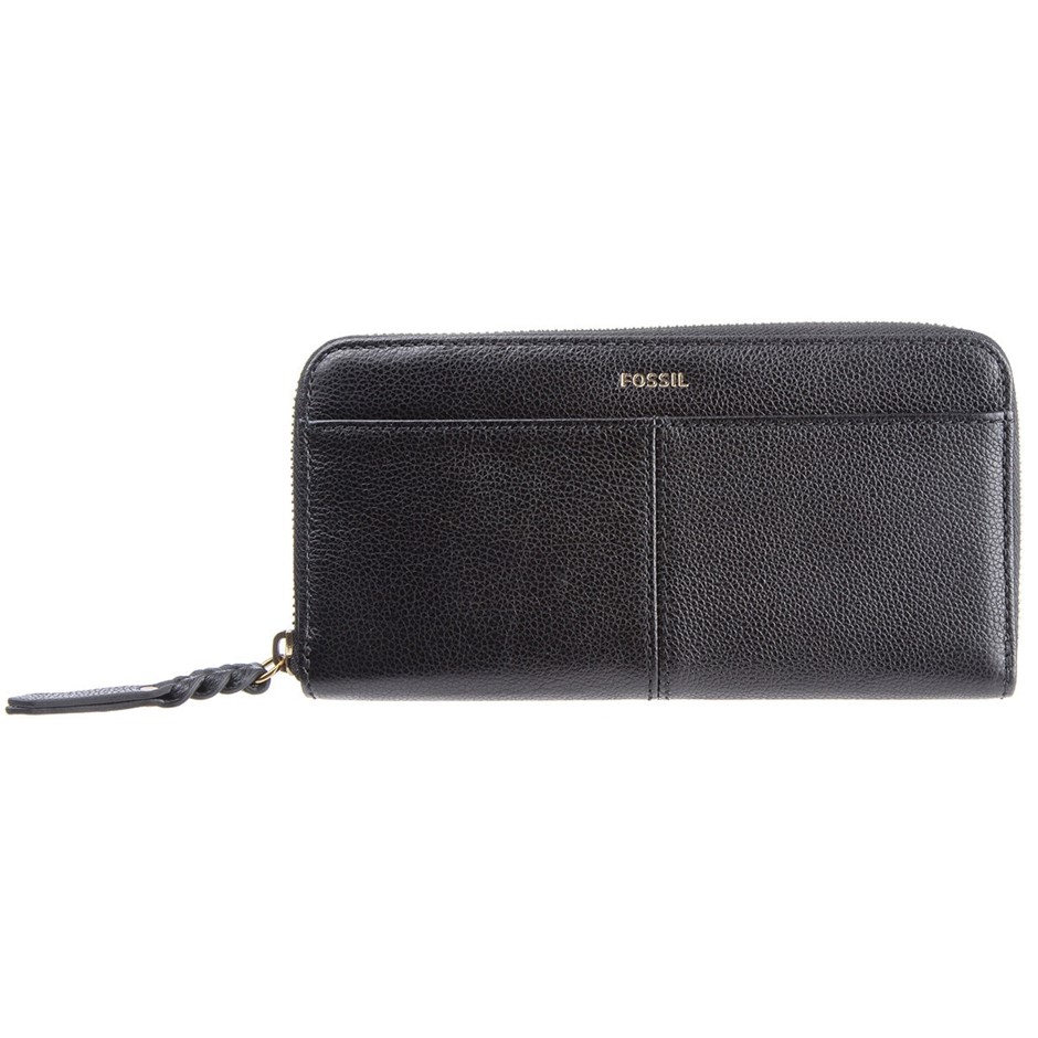 FOSSIL Women's Tara Zip Clutch, Leather, Black, SL6453001. Buyers Note - D