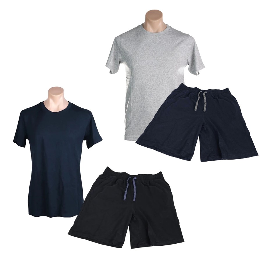 2 x ADVENT Men's Pure Cotton Sleep Sets, Size 2XL, Navy/Black & Grey/Navy,