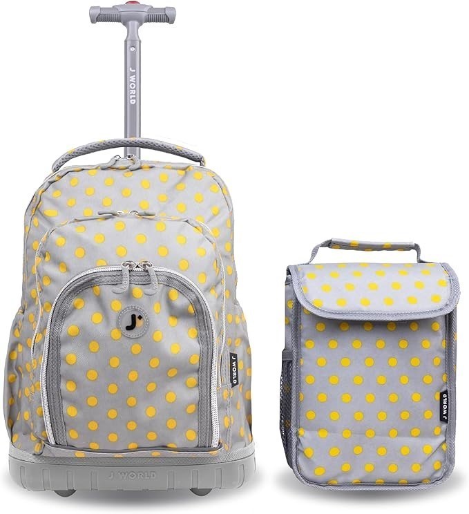 J World Lollipop Kids Rolling Backpack & Lunch Bag Set for Elementary Schoo