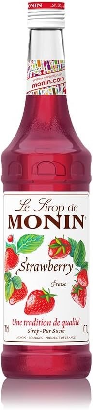 3 x MONIN Strawberry Syrup, Mild and Sweet, Great for Cocktails and Teas, G