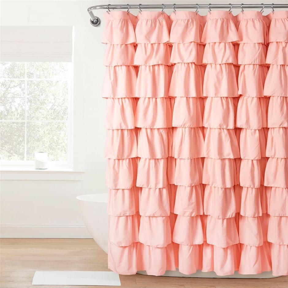 LUSH DECOR Ruffle Shower Curtain. Size: 72" x 72". Colour: Blush.  Floral T