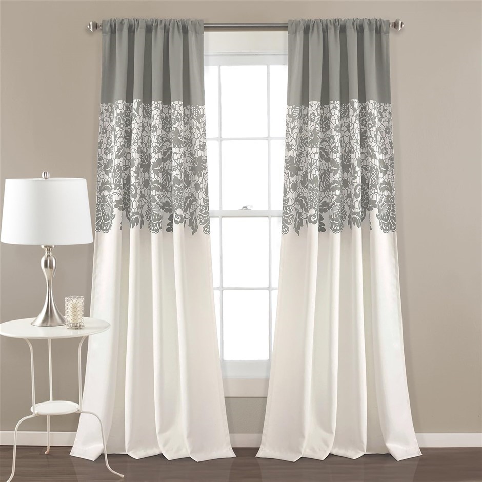 LUSH DECOR Estate Garden Print Curtains Room Darkening Window Panel Set. Qu