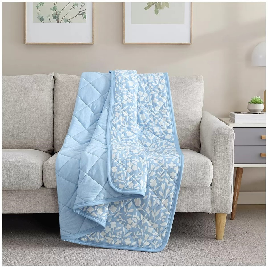 SUTTON PLACE Cooling Throw, Reversible, 60" x 70", Blue. NB: Not in origina