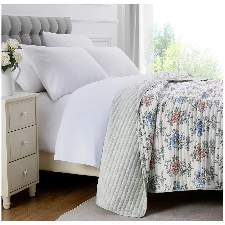 FRAICHE MAISON Microfibre Quilt, King, Blockprint. NB: Not in original pack