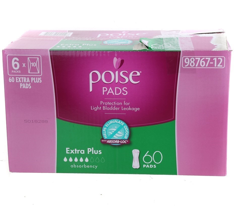 60pk POISE Extra Plus Pads. NB: Not in original outer box.