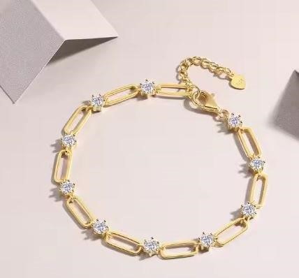 GRA Moissanite white Brilliant Cut stone Tennis Bracelet -S925-18cm