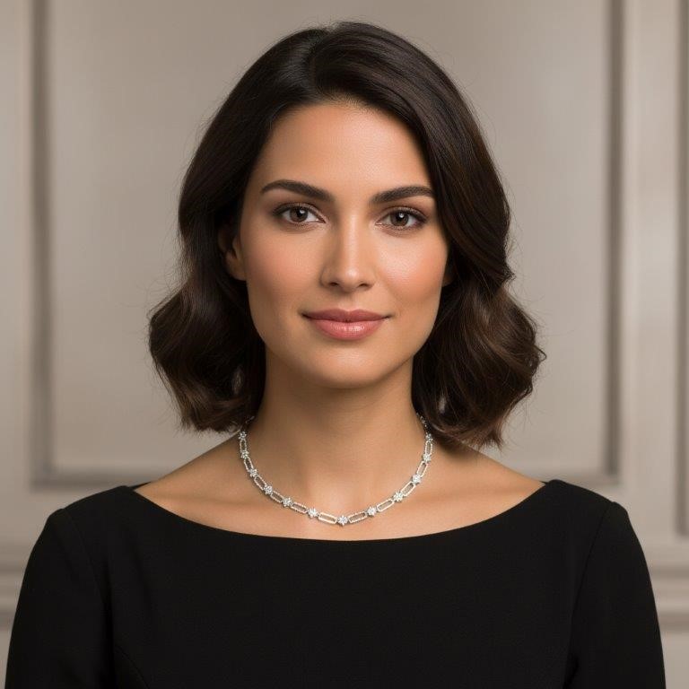 GRA Moissanite white Brilliant Cut stone Tennis necklace -S925-45cm