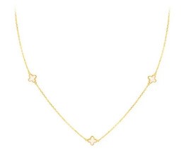 9K YELLOW GOLD 3 MOP PETAL NECKLACE 41-43cm