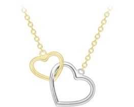 9K YELLOW GOLD 2T HLW LINKED HRT NECKLACE 43-46cm