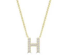 9K YELLOW GOLD 'H' 0.09 HI I1 DIAMOND NECKLACE 40+5cm