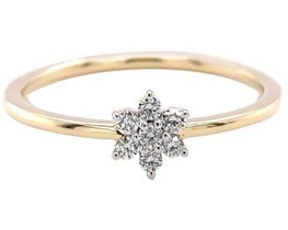 9K Yellow Gold 0.09ct HI SI DIAMOND FLOWER RING