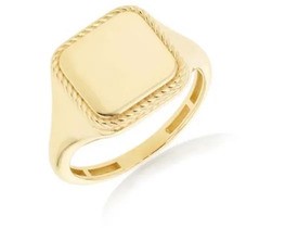 9K Yellow Gold SQUARE ROPE SIGNET RING