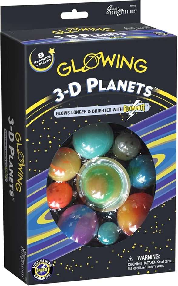 University Games Great Explorations Glowing 3D Planets Set – 8 Glow-in-The-