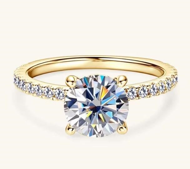 1.0ct GRA Moissanite White 18k Solid Yellow Gold Vermeil Ring -7US