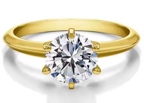 1.0ct GRA Moissanite White 18k Solid Yellow Gold Vermeil Ring -7US