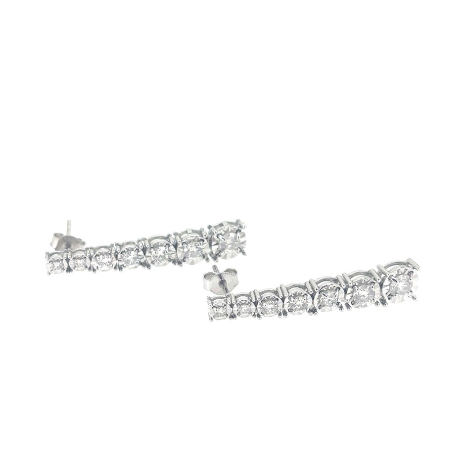 1.50ct 14 Stones Round F-G/VS Dia. Earrings 18K White Gold