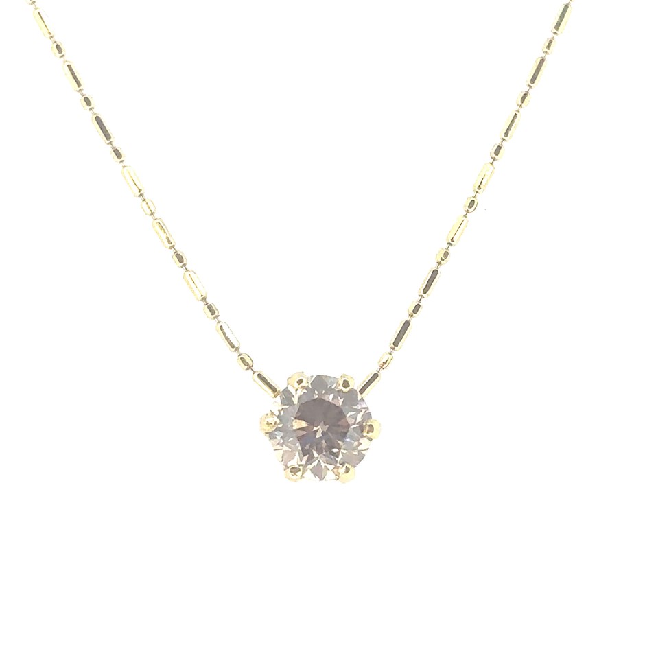 1.02ct Round Brilliant Cut VS/Fancy Light Champagne Dia 18K Yellow Gold