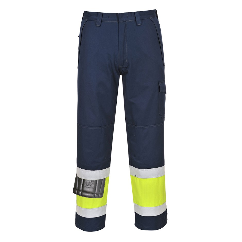 PORTWEST Mens MV26 Hi-Vis Modaflame FR Trouser, Size XL, Yellow/Navy. Buye