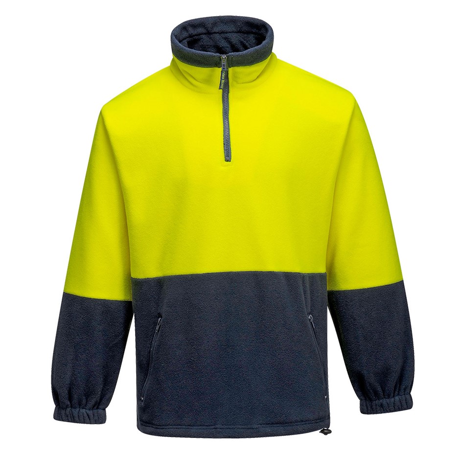 PORTWEST Mens MF115 Hi-Vis 1/4 Zip Polar Fleece, Size XL, Yellow/Navy.  Buy