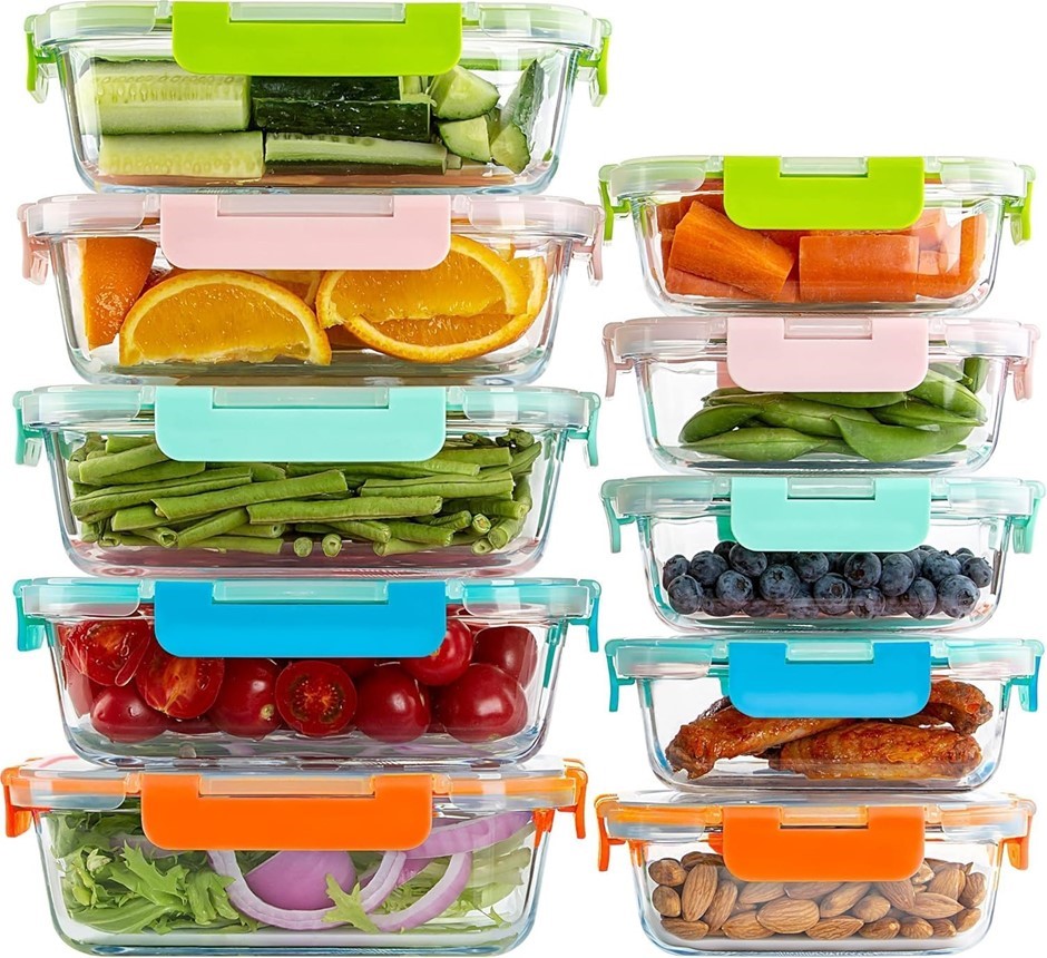 MINYII Glass Food Storage Containers with Lids, Meal Prep Storage Container