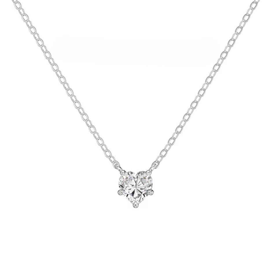 1.00ct Heart Cut GRA Certified Moissanite 925 Silver Pendant Necklace