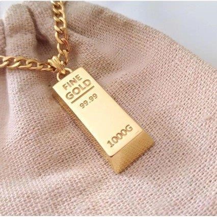 Triple Yellow Gold 999 Gold Pendant with chain.