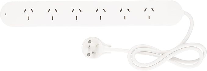 HPM 6 Outlet Surge Protected Powerboard White