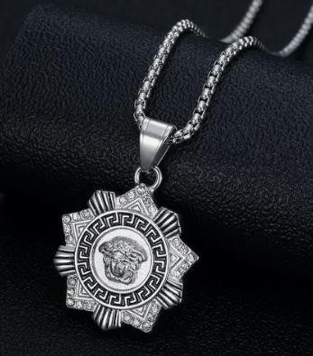 Italy 925 Silver  Hip Hop Men's Necklace (Stamps)-Free Chain