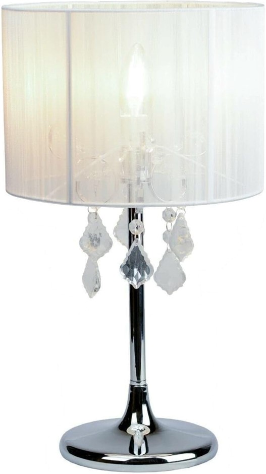 LEXI LIGHTING Paris Crystal Table Lamp White, 25D x 25W x 45H cm