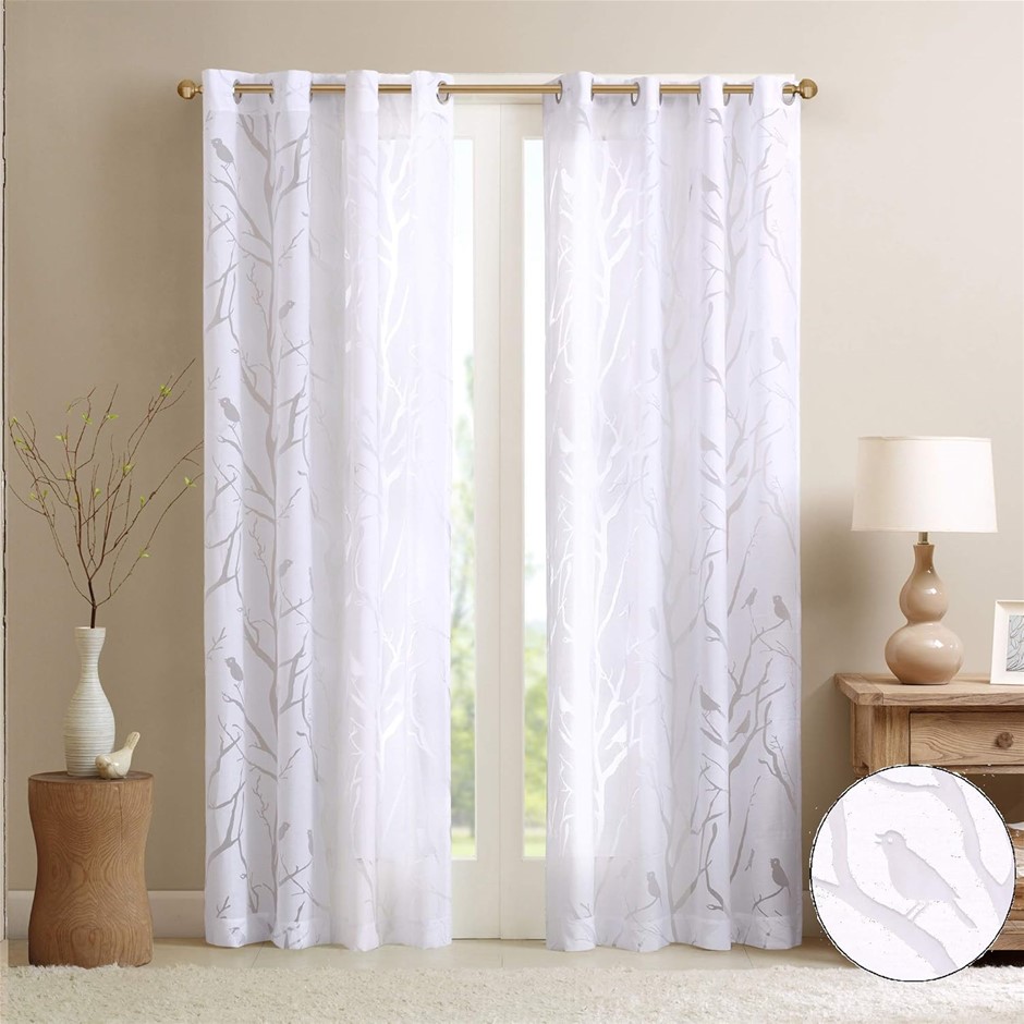 2 X MADISON PARK Semi Sheer Single Curtain Modern Contemporary Botanical Pr