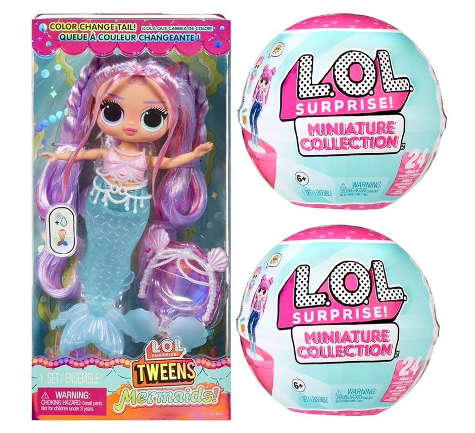 3 x Assorted L.O.L. SURPRISE! Toys, For Girls 6Yrs+, Comprising: 1 x Mermai