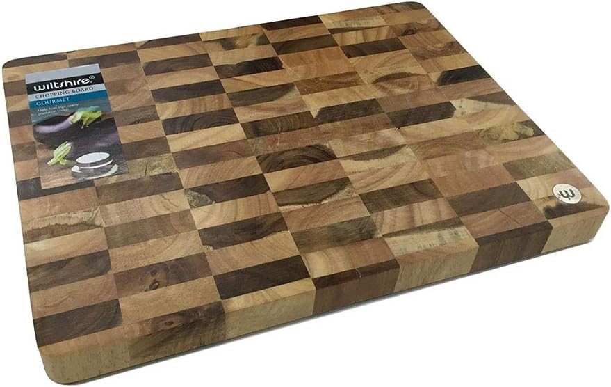 WILTSHIRE 41020 End Grain Cutting Board, Brown. NB: Slight dent on corner