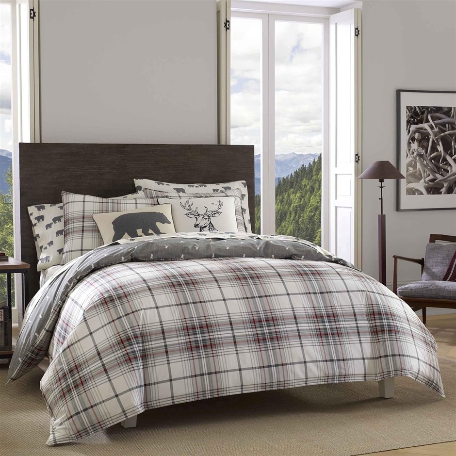 EDDIE BAUER Twin Duvet Cover Set, Cotton Reversible Bedding with Matching S