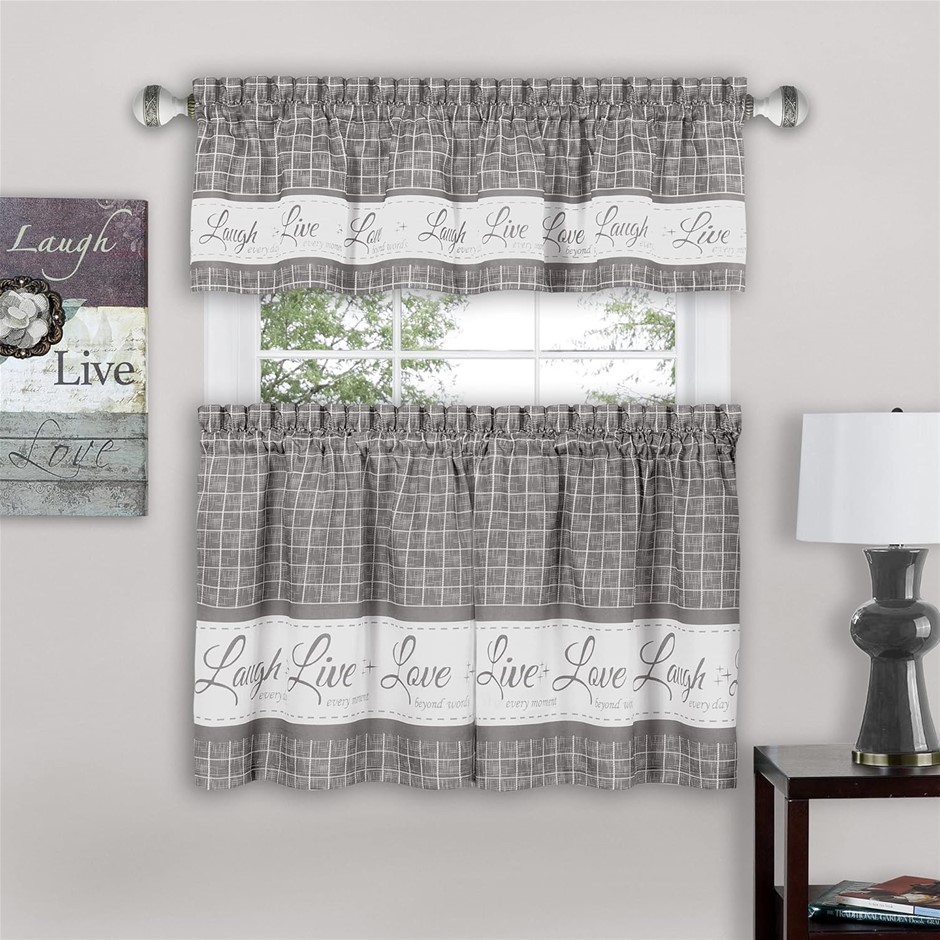 ACHIM Tier & Valance Window Curtain Set, Light Filtering Drapes for Kitchen