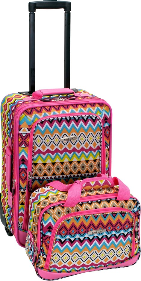 ROCKLAND Fashion Softside Upright Luggage Set, Tribal, 2-Piece Set (14/19).