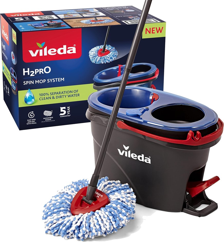 VILEDA H2PrO Spin Mop System, Separates Clean & Dirty Water, Effortless Wri