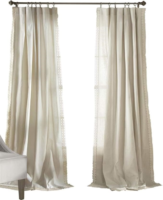 LUSH DECOR Rosalie Window Curtains (2 Panels). 54" x 120". Ivory. RRP: $190