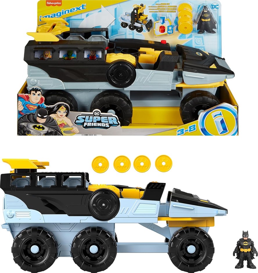 IMAGINEXT DC Super Friends Batman Toys Transforming Bat-Tank with Lights So