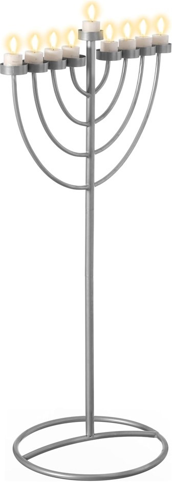 VINTIQUEWISE Large Modern Silver, 9 Branch Lighting, Thin Pipe Hanukkah Men