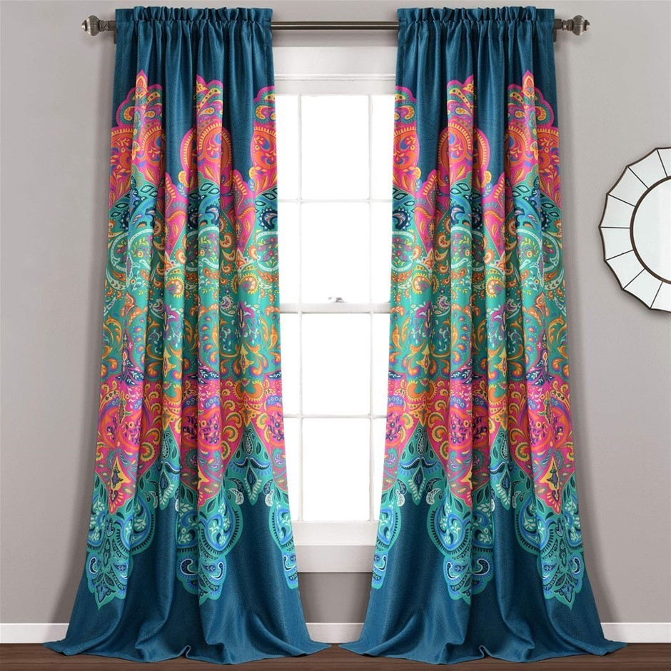 LUSH DECOR Boho Chic Room Darkening Window Curtain Panel Pair, 95" x 52" +