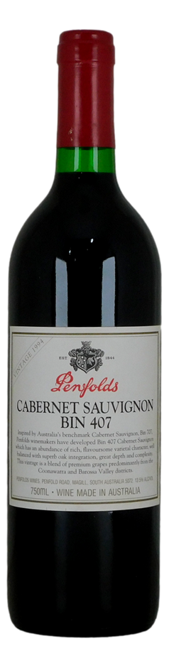 Penfolds Bin 407 Cabernet Sauvignon 1994 (1 x 750mL) SA.