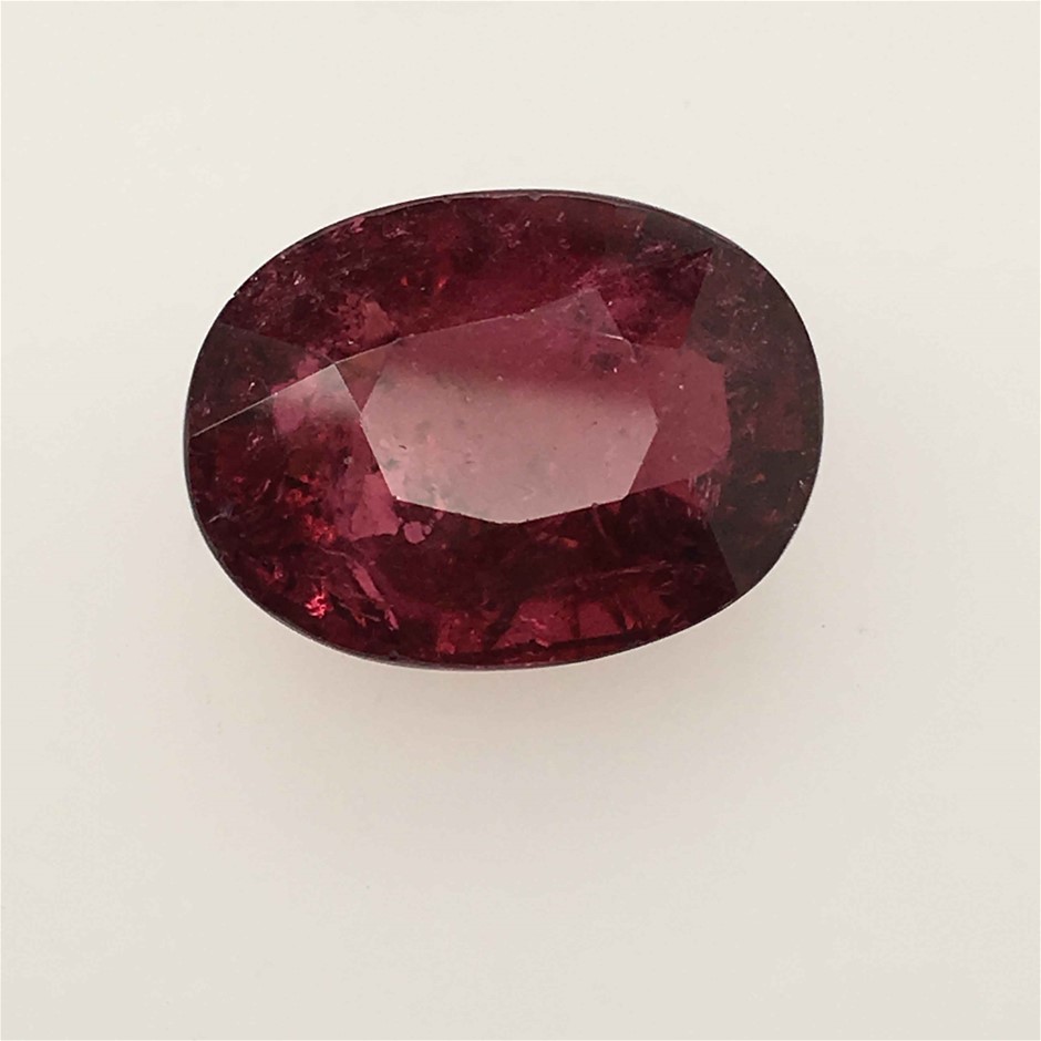 12.37ct One Stone Loose Natural Tourmaline (Rubellite) Oval With AIG Cert.