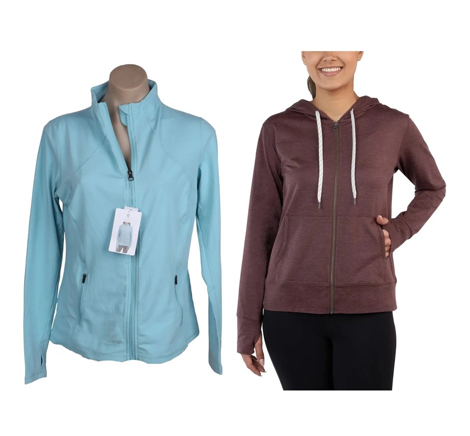 2 x Women's Active Jackets, Size S, Light Blue & Dark Red, 217264 & 7771735