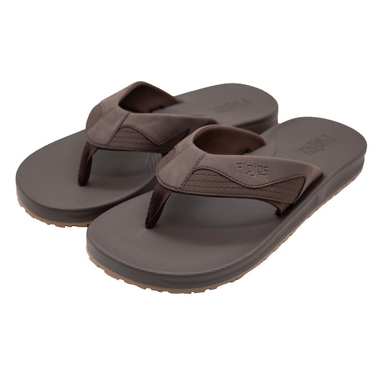 FLOJOS Men's Jorge 2.0 Flip Flops, Size 11, MemoryFoam, Brown. NB: slight m