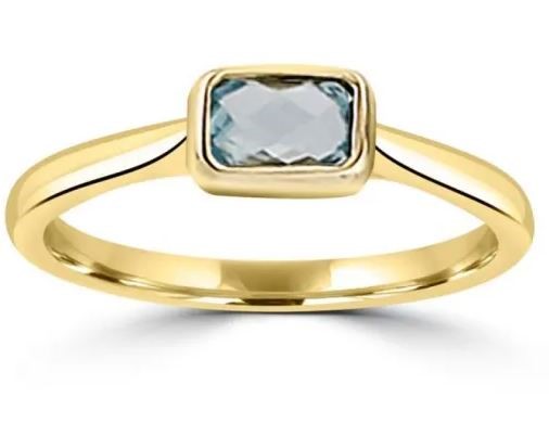 9K Yellow Gold FACETED SKY BRACELETUE TOPAZ RING