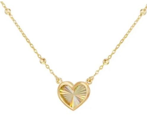 9K YELLOW GOLD RAINBOW HEART NECKLACE 40-45cm