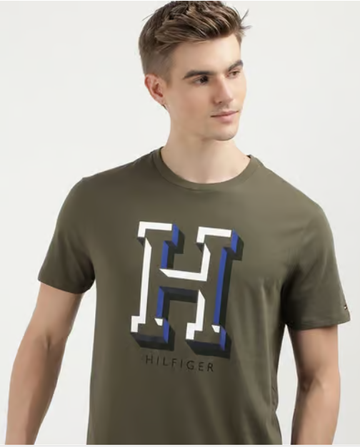 TOMMY HILFIGER Men's M Harold TEE T-Shirts, Army Green, Large