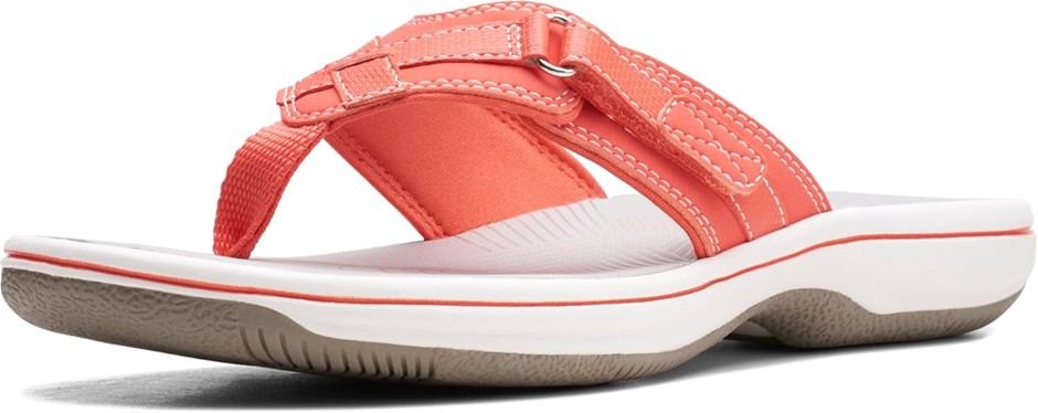 CLARK'S Women's Breeze Sea Flip-Flop, Coral Synthetic 2, 9