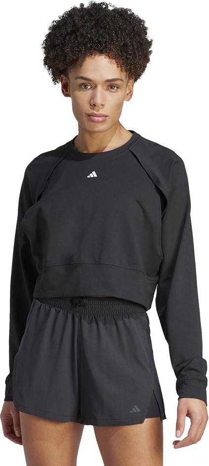 ADIDAS Performance Power Aeroready Women's Cover-Up Cropped Sweatshirt, Bla