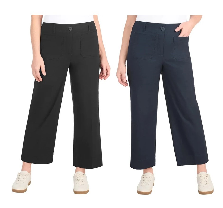 2 x DALIA Women's Wide Leg Woven Pant, Size 8, Black & Navy, 1879145.